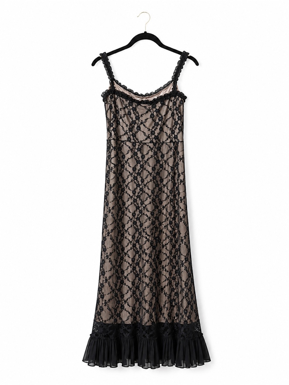 Black Lace Midi Dress | Sheer Nude Underlay | Elegant & Sexy | New - Picture 5 of 7